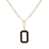 Damen Collier in 750/18 Karat Gelbgold mit Onyx, Onyx Eleganz - 276823